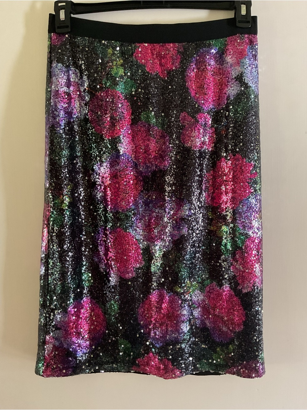 Isaac Mizrahi “As Is” Floral Sequined Stretch Pencil Skirt